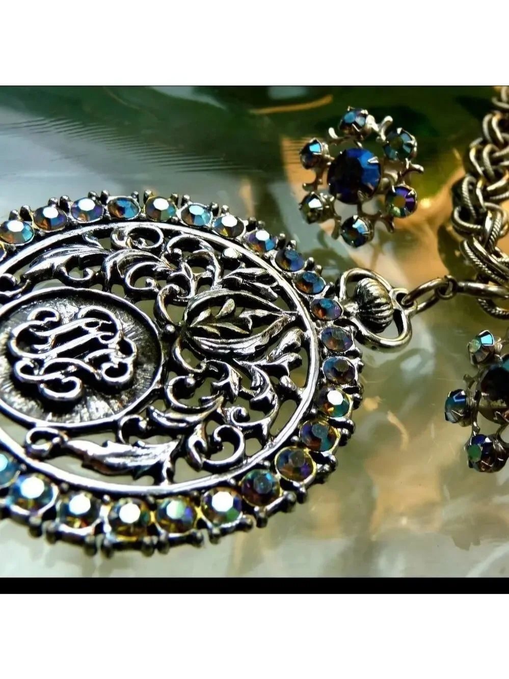 VTG JUDY LEE AB RHINESTONE POCKET WATCH DESIGN PENDANT NECKLACE EARRINGS LOT 20
